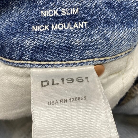 DL1961 Men's Nick Slim Jeans Size 34x32 Aged Mid Blue – Cotton Spandex Blend - Picture 4 of 12